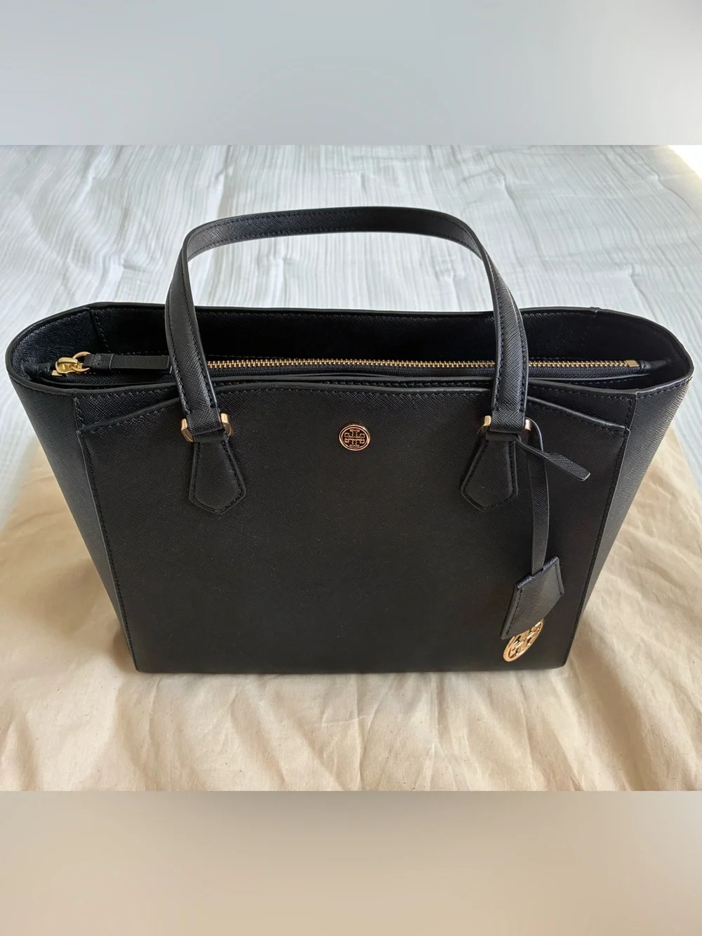 Tory Burch - Small Black Robinson Tote with Dust Bag